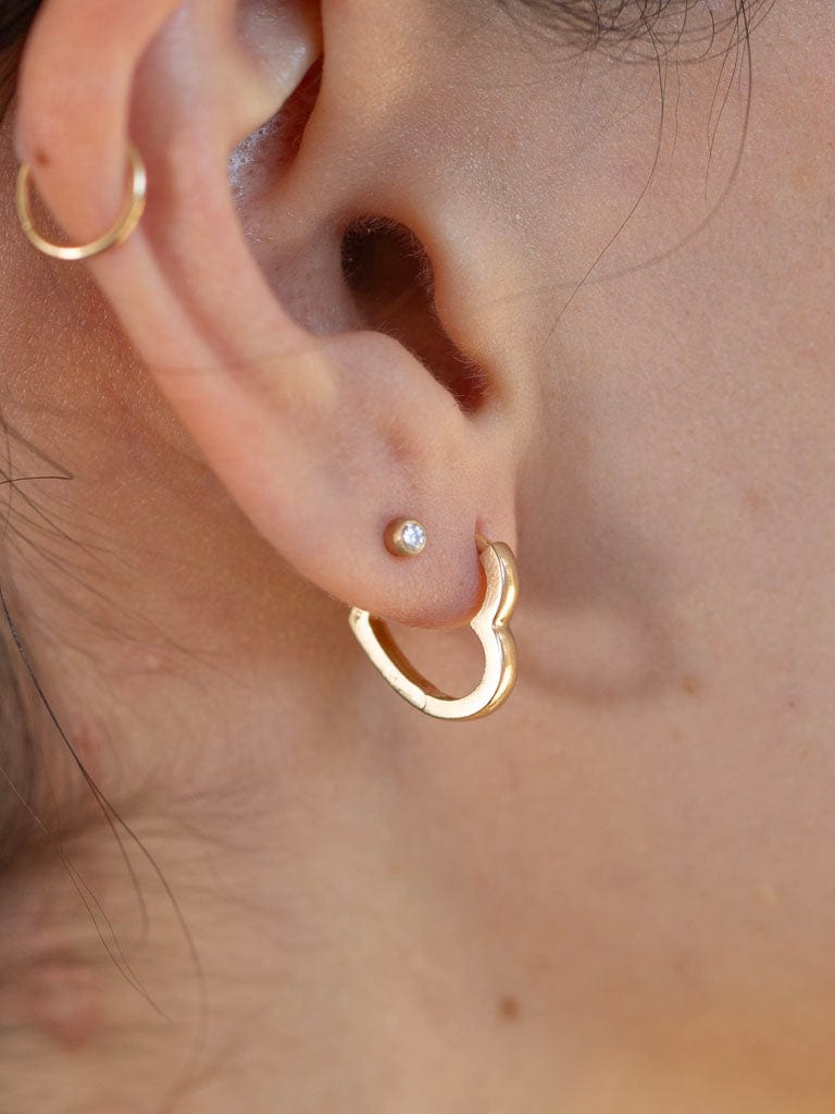 Rio Earrings Heart Hoops Earring Set, 14k Gold