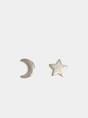 Rio Earrings Sterling Silver Star & Moon Studs