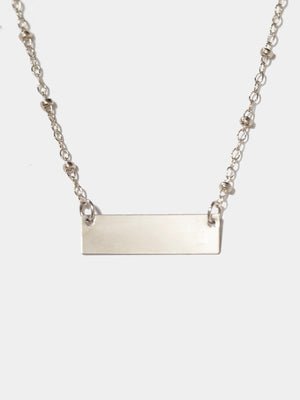 Shop OXB Necklace Sterling Silver / Satellite Chain / 16" Mantra Bar Necklace