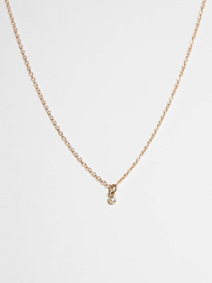 OXB Studio Necklace 15" / Cable / White Diamond Necklace, 14K Gold